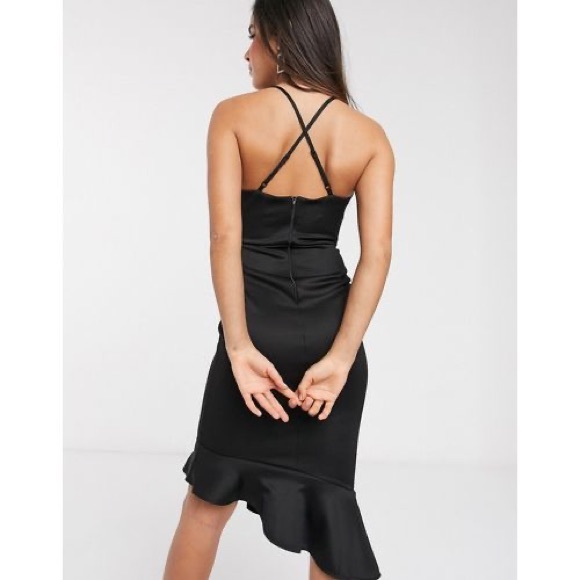 ASOS DESIGN SCUBA CAMI PEPHEM MIDI DRESS-BLACK - Picture 3 of 9